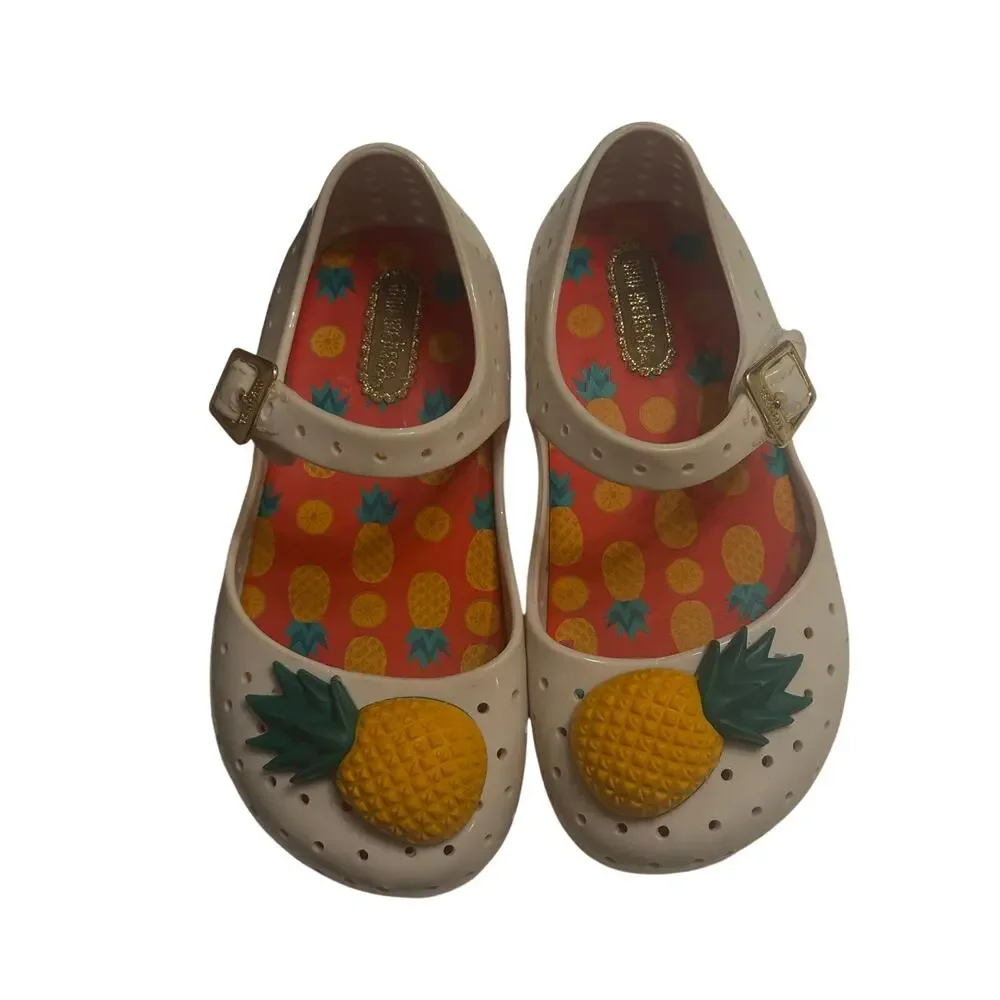 Mini Melissa Sz.8 Tropical Furadinha VII Pineapple Jelly Mary Jane Shoes
